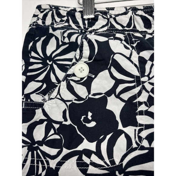 Womens Ann Taylor Loft Marisa Bermuda Shorts 31” Floral Black/White Drawstring m - Picture 6 of 8